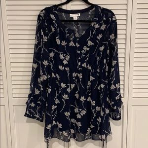 Motherhood Maternity Sheer Button Tie-Back Blouse